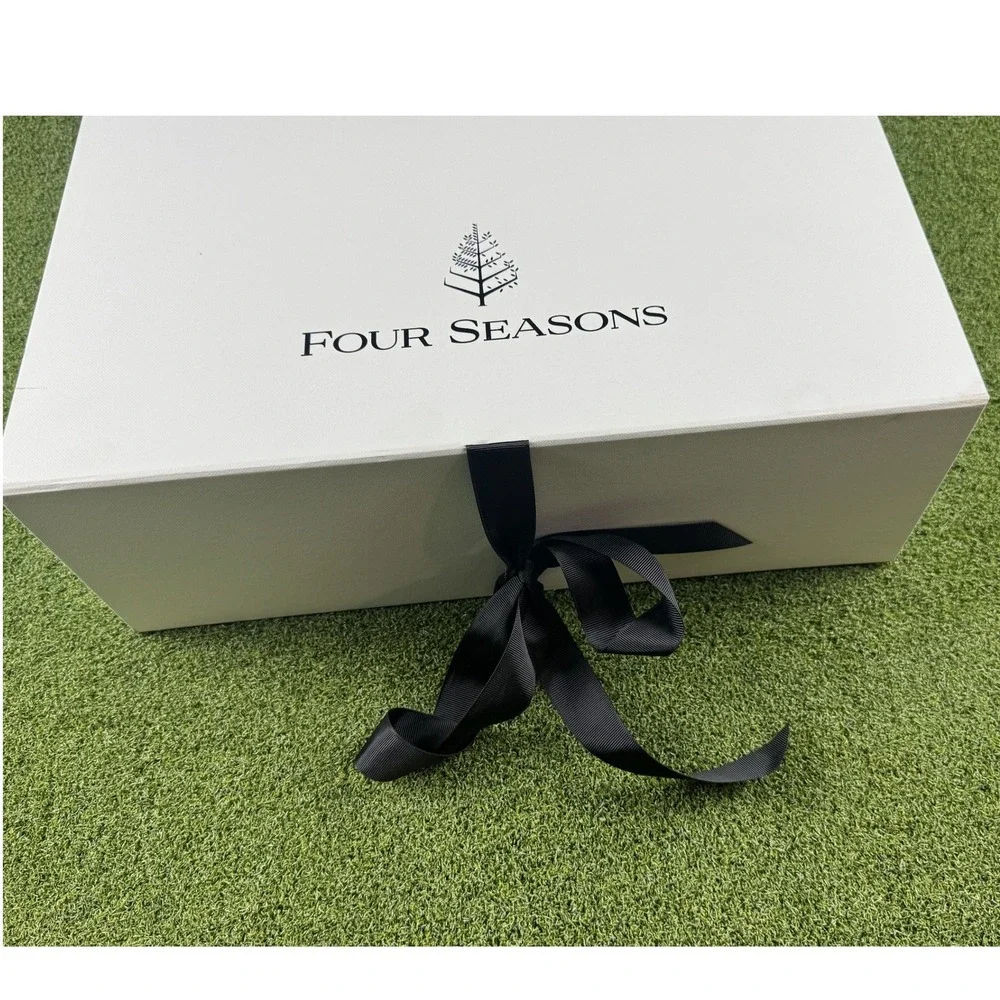 Four Seasons Hotels Luxury White Large‎ Square Gift Box with Black Ribbon Tie